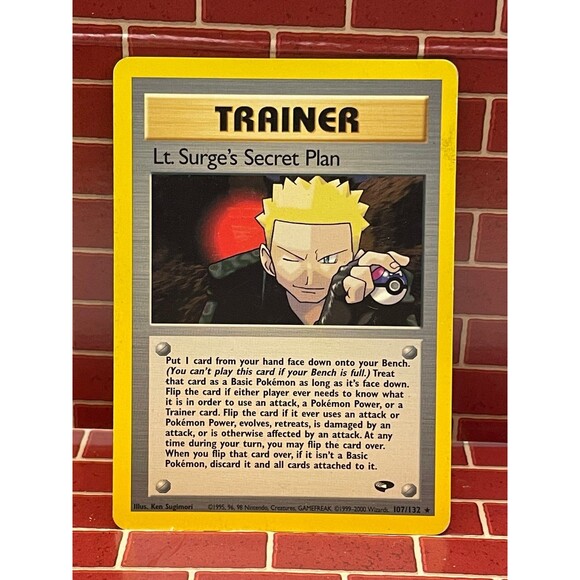 Lt. Surge’s Secret Plan Trainer - 107/132 - 2000 - Gym Heroes Slight Bend - Picture 1 of 3